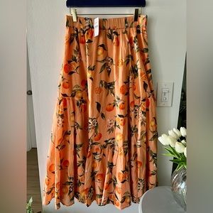 LOFT Maxi Skirt NWT orange 🍊print Sz Small
